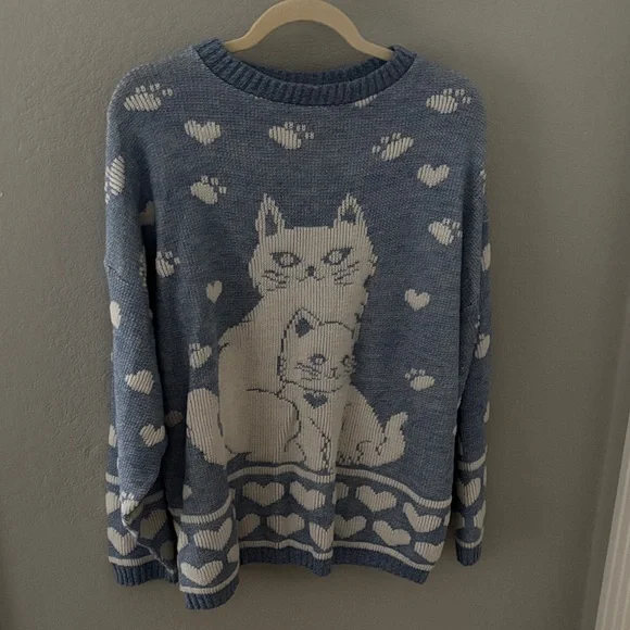 Blue Cat Sweater - Picture 1 of 3